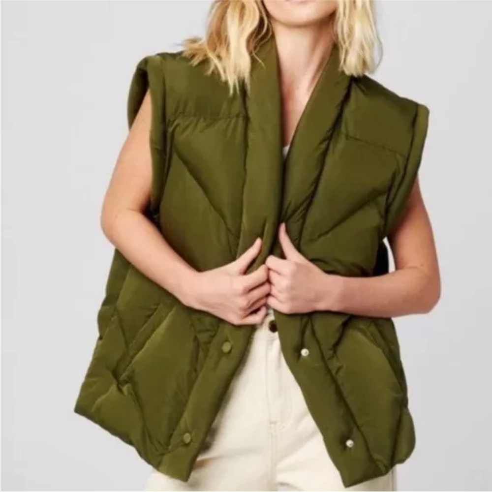 Blank NYC Green Padded Oversized Puffer Vest Medium